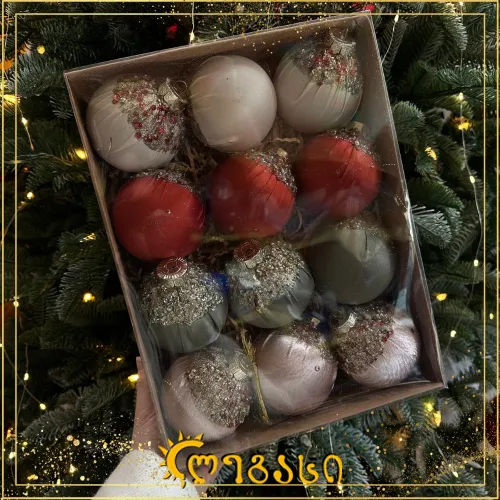 ნაძვის ხის სათამაშო 12-ცალი 80-მმ.