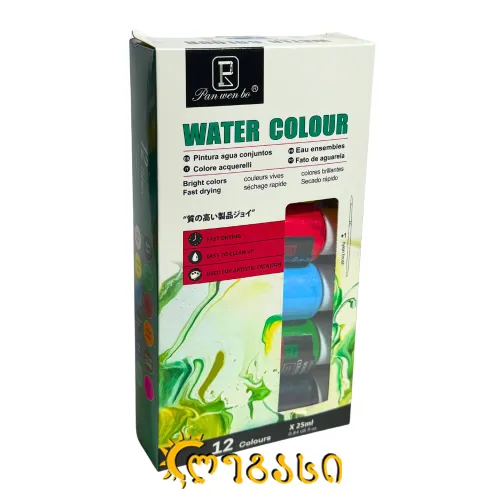 აკრილი ფუნჯით (12 ფერი)  YL18-25-12W