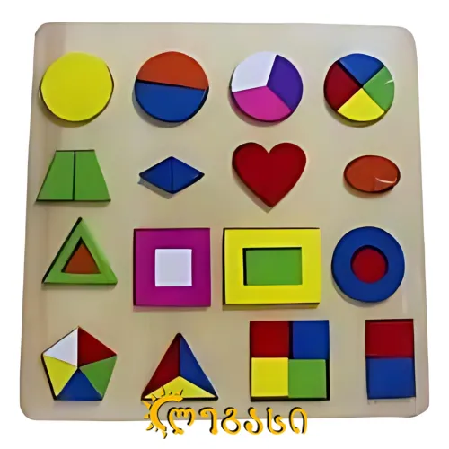 ხის საბავშვო პაზლი ასაწყობი ფიგურები (ნიმუშით)
