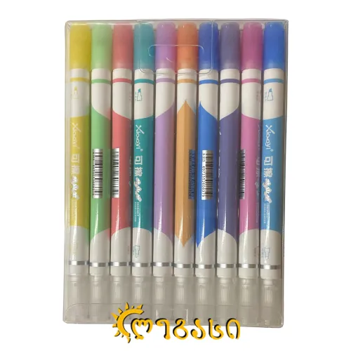 ფლომასტერი/ჰაილაითერი საშლელით 10 ფერი