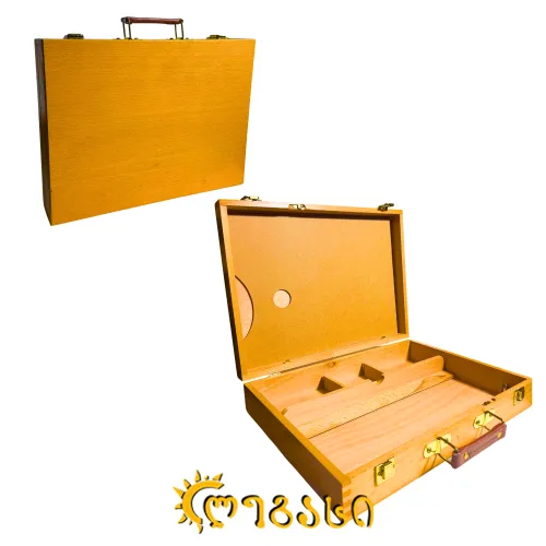 ხის სამხატვრო ჩემოდანი ხელსაწყოებისთვის (24*32*8 სმ)