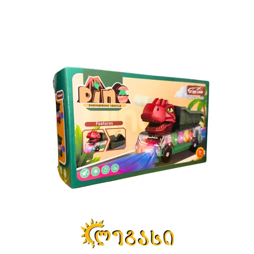 მანათობელი სათამაშო მანქანა DINO - ENGINEERING VEHICLE 