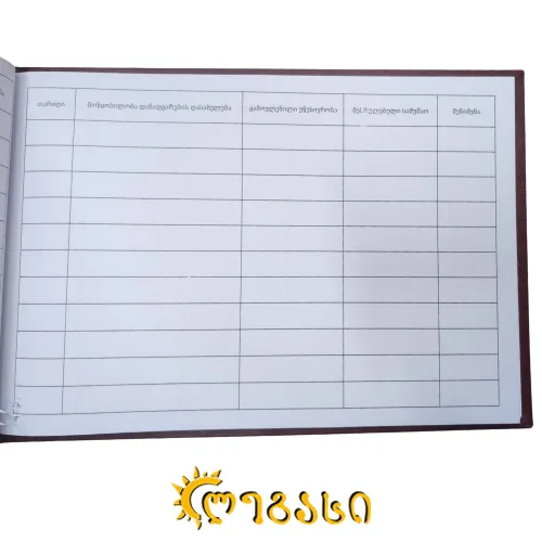 მომხდარი უბედური შემთხვევის რეგისტრაციის ჟურნალი