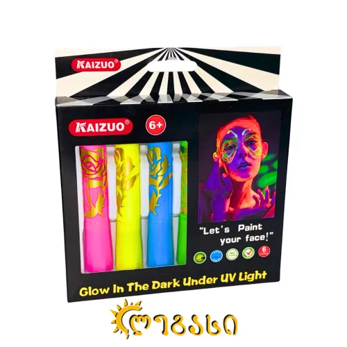 სახის მოსახატი ფლომასტერი ფოსფორით (6 ფერი) 