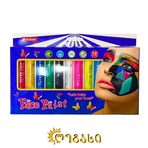 სახის მოსახატი ფლომასტერი (12 ფერი) FACE PAINT 
