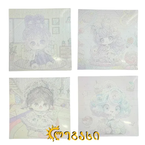 სამხატვრო (გასაფერადებელი) ტილი 30*30 სმ (ფუნჯით, საღებავებითა და პალიტრით)