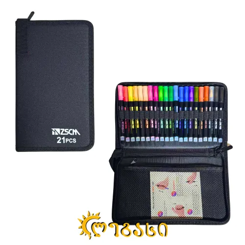 ფოსფორის ფლომასტერების ნაკრები (21 ფერი) 