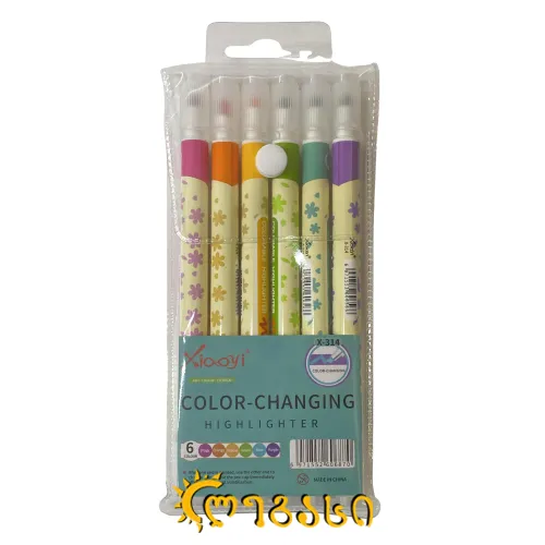 ფლომასტერი ფერადი 6 ფერი (ჰაილაითერი)