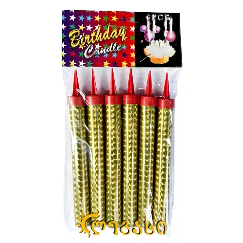 დაბადების დღის სანთელი შუშხუნა 6ც. 18სმ.