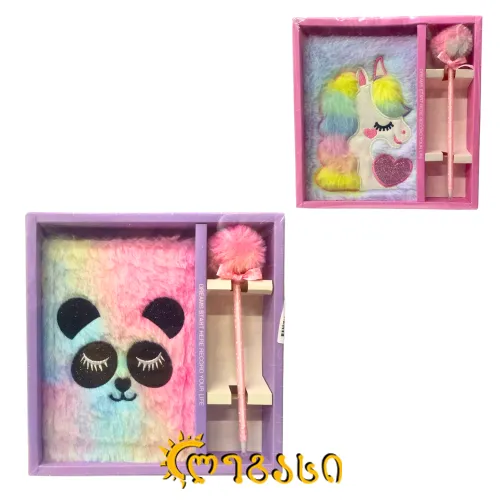 M25-772  ბლოკნოტი კალმით 24*23სმ (უნიქორნი-პანდა)