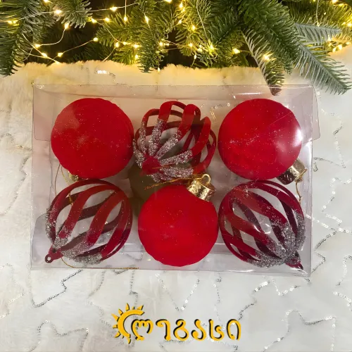 ნაძვის ხის მოსართავი სათამაშო (6ც.) 