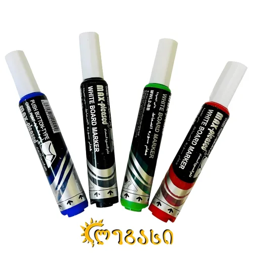 დაფის მარკერი ლურჯი შავი წითელი და მწვანე