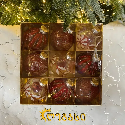 ნაძვის ხის მოსართავი სათამაშო ნაკრბი (9ცალი) 