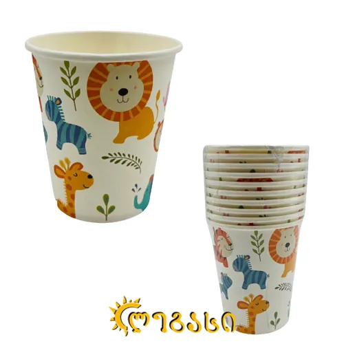 დაბადების დღის ჭიქა ქაღალდ. საბავშვო 10-ც. 