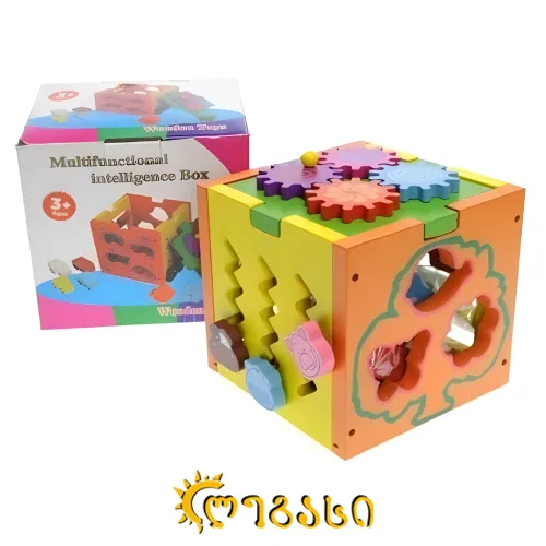 ხის დიდაქტიკური კუბი – ფორმებით