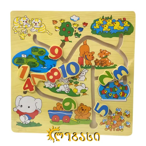 ცხოველების ლაბირინთი - ხის სააზროვნო სათამაშო