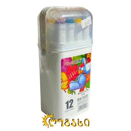 ორმხრივი სამხატვრო მარკერები (12 ფერი)