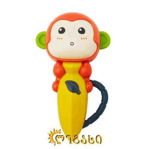 ხმოვანი სათამაშო ჩვილი ბავშვისთვის ჩხარუნა მაიმუნი