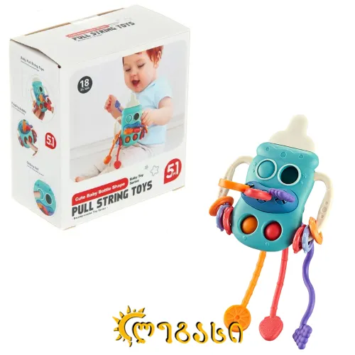 სენსორული მოტორული სათამაშო თასმებით - სათამაშო ჩვილი ბავშვისთვის  ბოთლი 