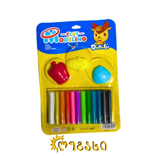 პლასტელინი საძერწი ფორმებით (12 ფერი) MODELING CLAY 