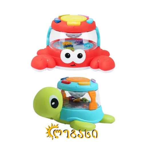 მხოვანი მუსიკალური სათამაშო ჩვილი ბავშვისთვის კიბორჩხალი და კუ