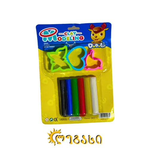 პლასტელინი საძერწი ფორმებით (6 ფერი) MODELING CLAY 