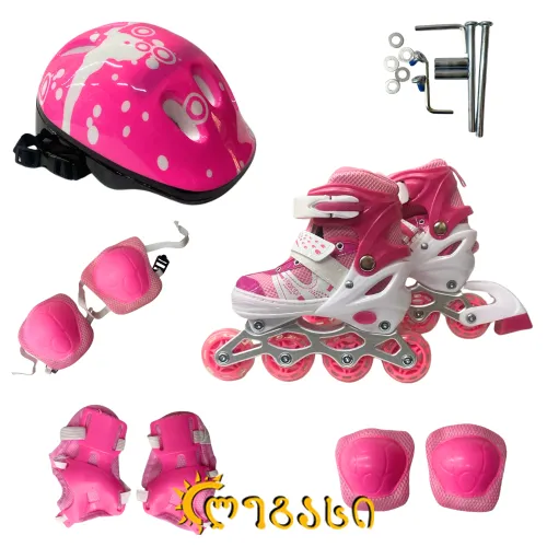 თ2509127 საბავშვო როლიკები (30-34) + ჩაფხუტი და სამუხლეები (ნაკრები)