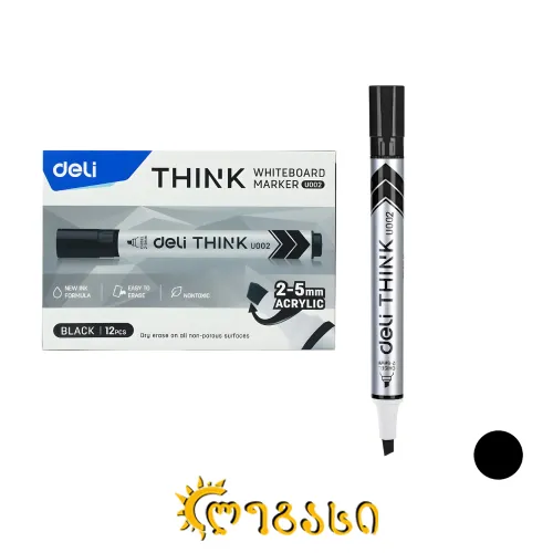 დაფის მარკერი შავი EU00120 Black, DELI