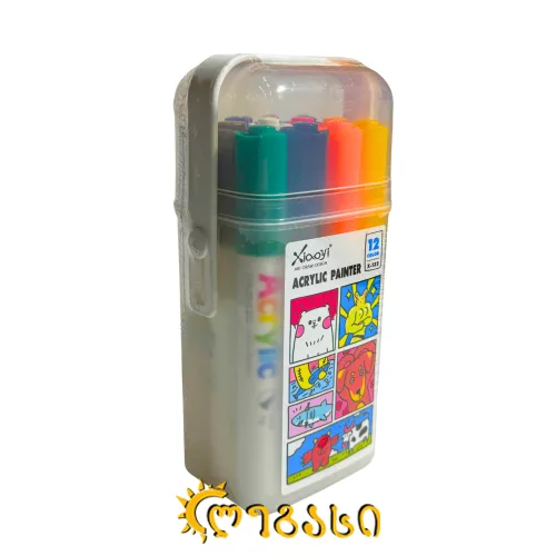 აკრილის სამხატვრო მარკერები (12 ფერი)